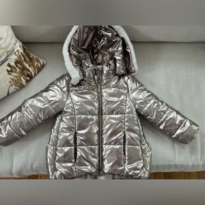 Gold Metallic Peplum Puffer Jacket - Mayoral